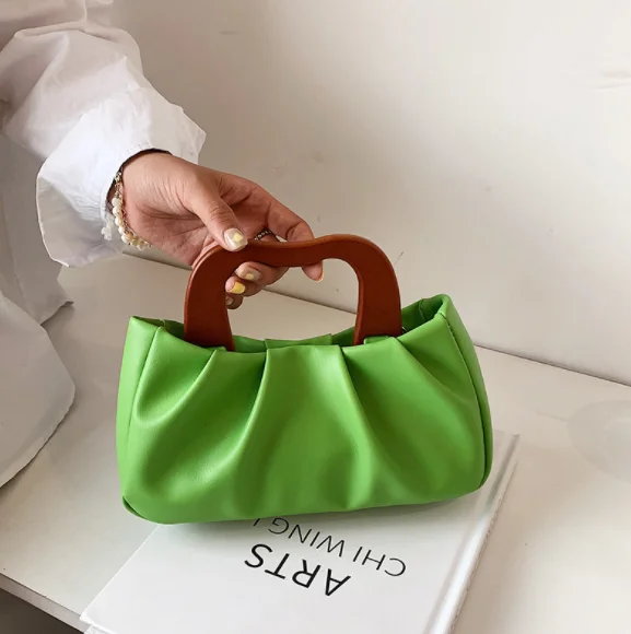 
Fashion design wooden wrist pu leather handbags ladies pu bag hand bags women 