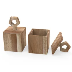 Nordic Kitchen Lids Seasoning Spice Jars Wood Vintage Salt and Pepper Shakers with Lid