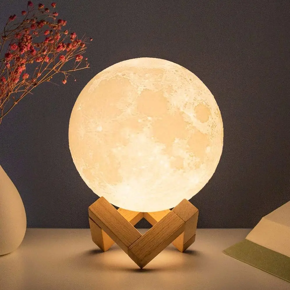 Moon лампа 16 видов цветов светодиодный ночник 3D печать лунного света с подставкой и кармашком для различных световых эффектов сенсорным управлением зарядкой через USB
