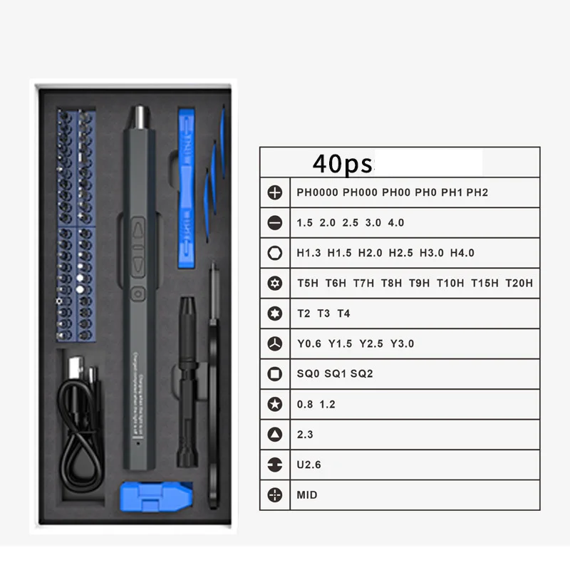 50 in1 Mini Electric Screwdriver Combination Set Durable Range Charging High Torque Multi functional Precision USB Charging Tool