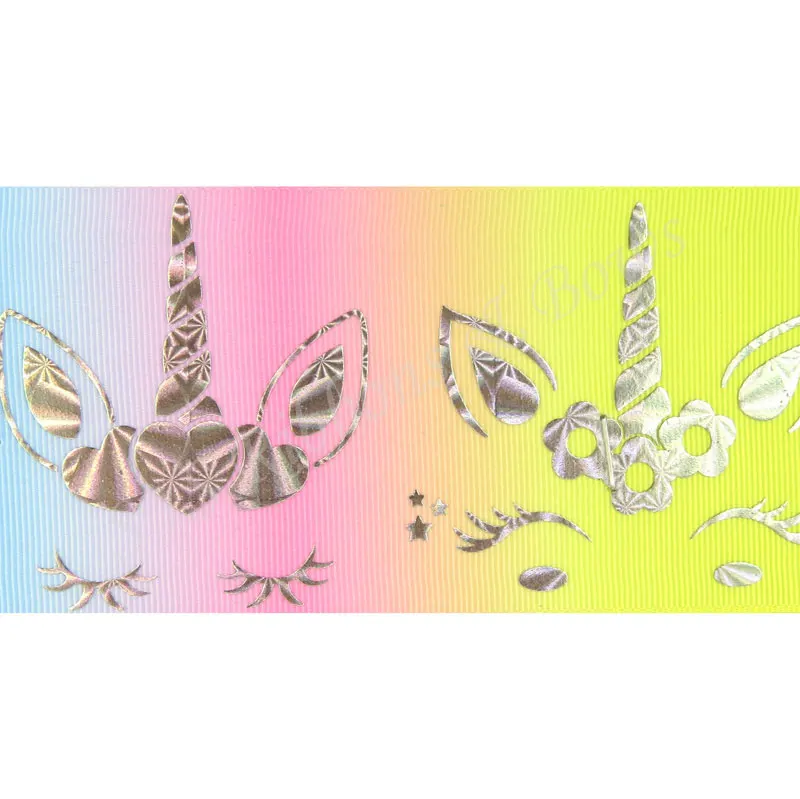 Wholesale Custom Hign Quality 3 inch 75mm Rainbow Printed Grosgrain Ribbon