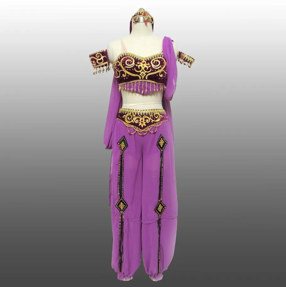 Professional dance costumes purple velvet indian belly Arabic style dance costume Egipt arabic dance tribal stage belly costumes