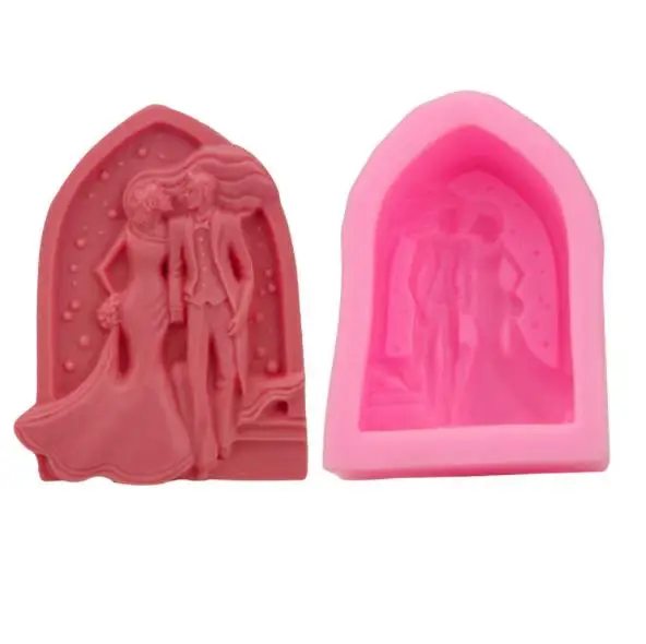 Yiwu Bobao European wedding sugar turning silica gel mold bridegroom and bride cake decoration mold DIY soap baking utensils
