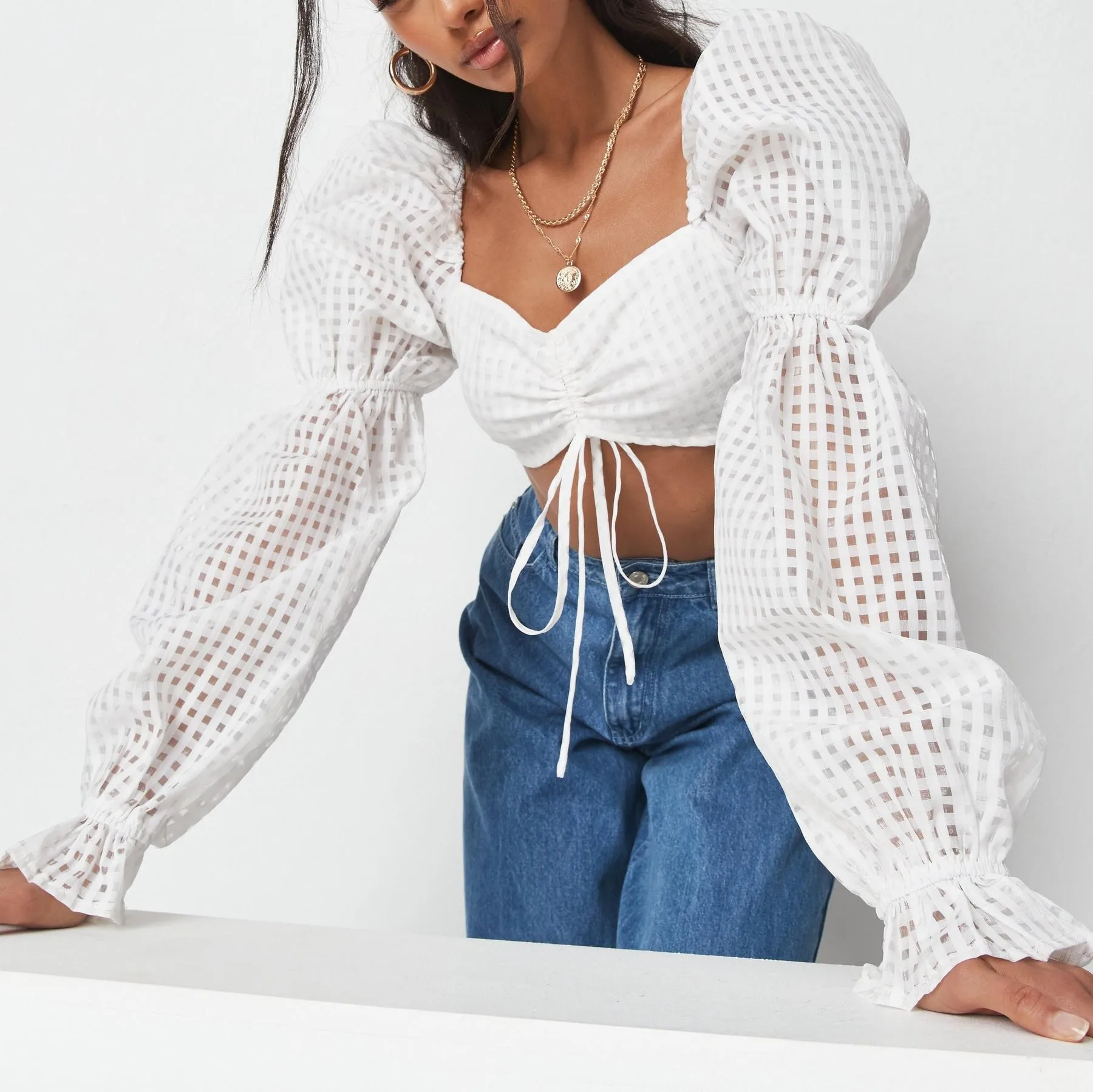 Custom Crop Top Blouses Womens Custom Long Sleeve Blouse Shirts Fashion Puff Sleeve Clothing Blouse Woman Tops Fashionable