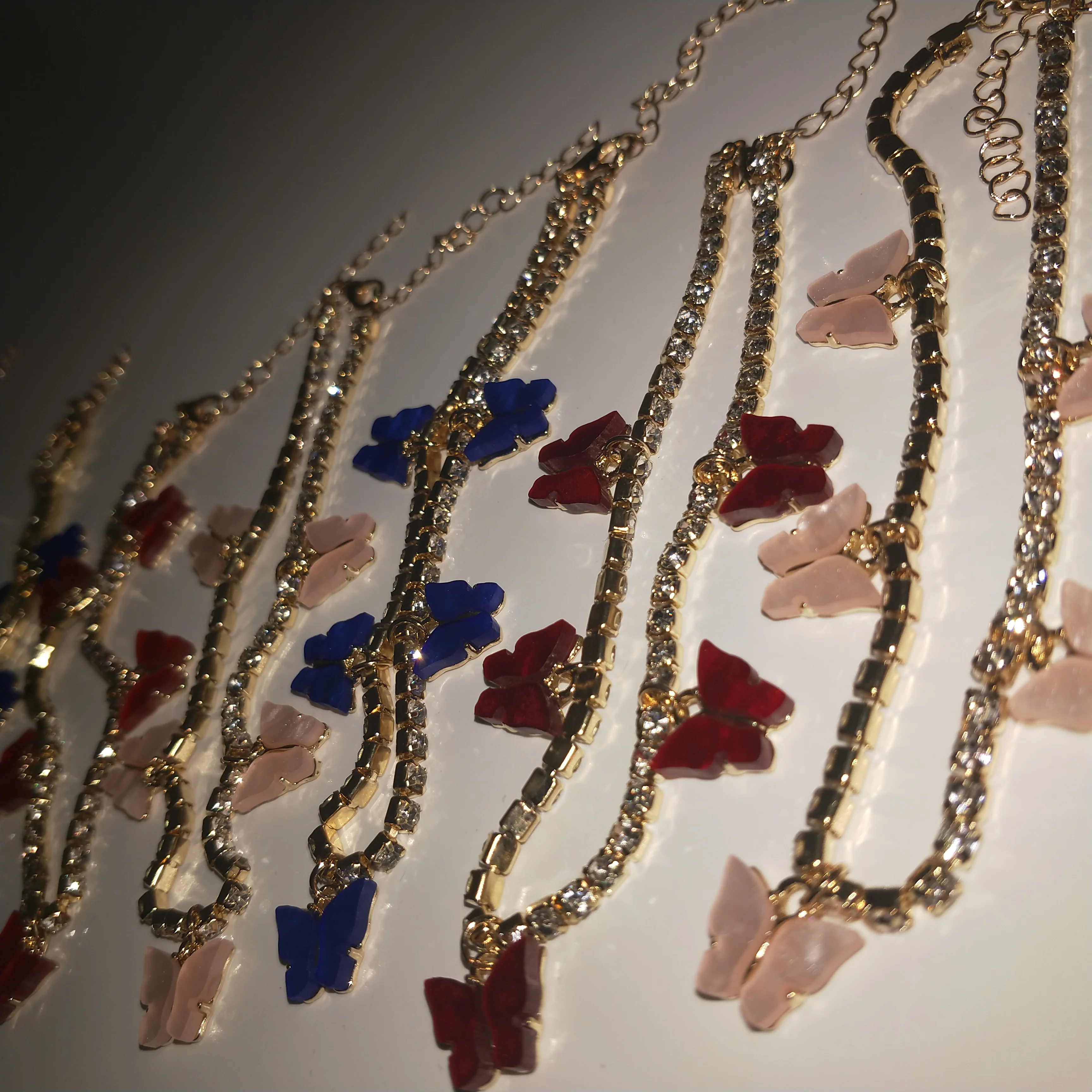 
Wholesale Crystal Butterfly Anklet Stainless Steel Women Jewelry Diamond Tennis Butterfly Ankle Bracelet Butterfly Anklet 