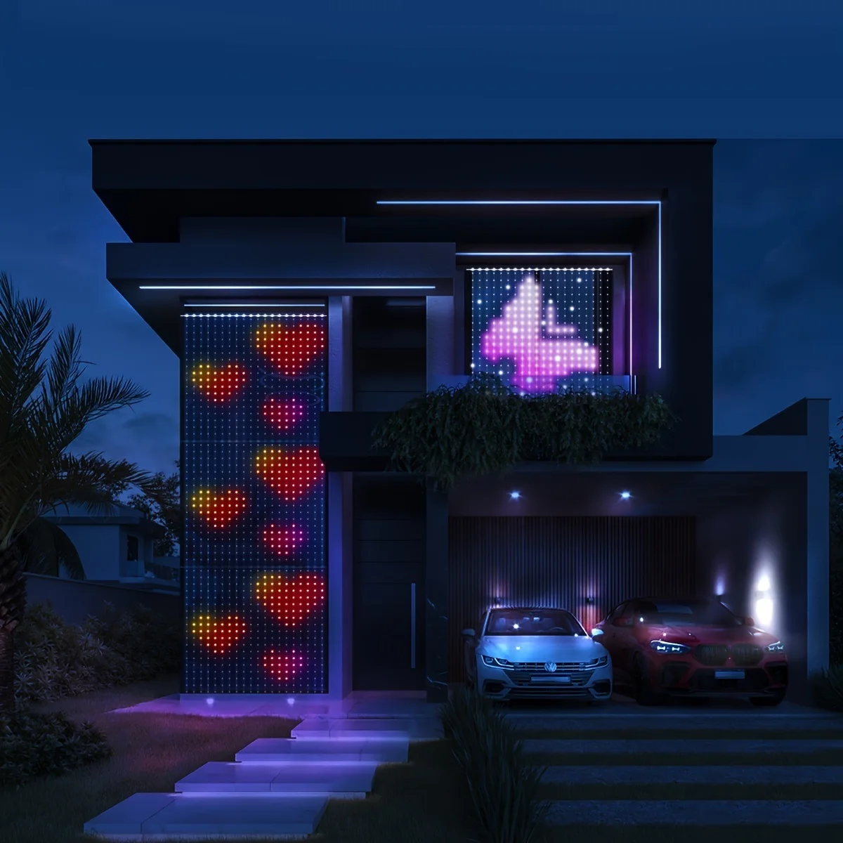 2024 New App Control Smart Fairy Light Addressable RGB LED Pixel Curtain Lights String DIY Programming Display Decoration