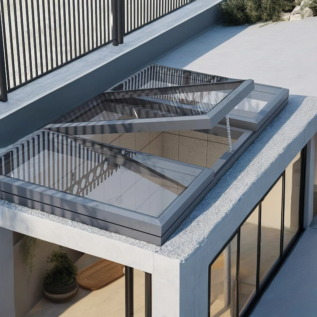 China Factory Direct Sale Modern Double Glass Glazed Top-Hung Roof Skylight Windows Motorized Automatic Building Flat Louver