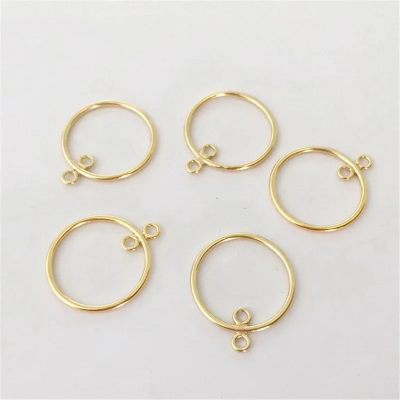 Geometric Circle Earrings Connector Charms 14K Gold Filled 15-30MM Round Drop Pendant With Ring for Large Hoop Making