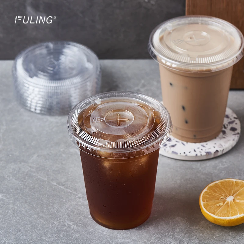 FULING PET Disposable Coffee Cups Plastic Cups with Lid