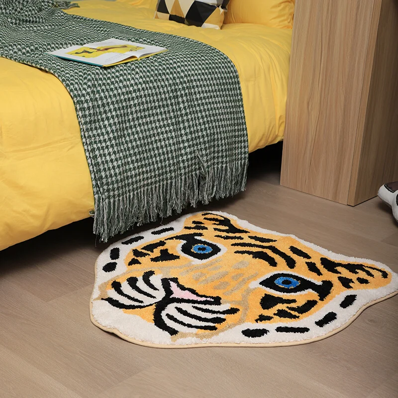 Tiger Shaped Rug Cute Faux Floor Water Absorption Non-Slip Small Carpet Door Mat