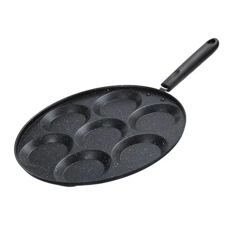 Wholesale Non-stick Fried Egg Pot 7 holes Aluminum Die Cast Flat-bottomed Frying Pan Kitchen Cooking Pot