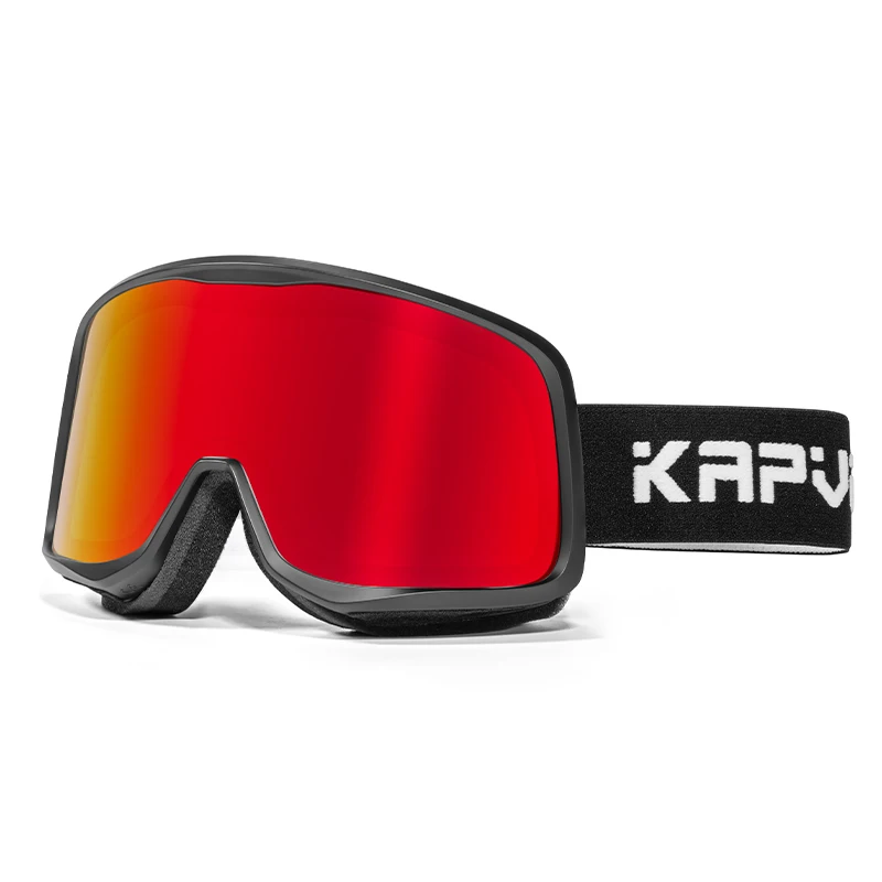 Customized Logo Outdoor Ski Goggles Normal, Anti-Slip Silicone Elastic Strap Ski Goggles Triple layers Foam TPU Flexible Frame