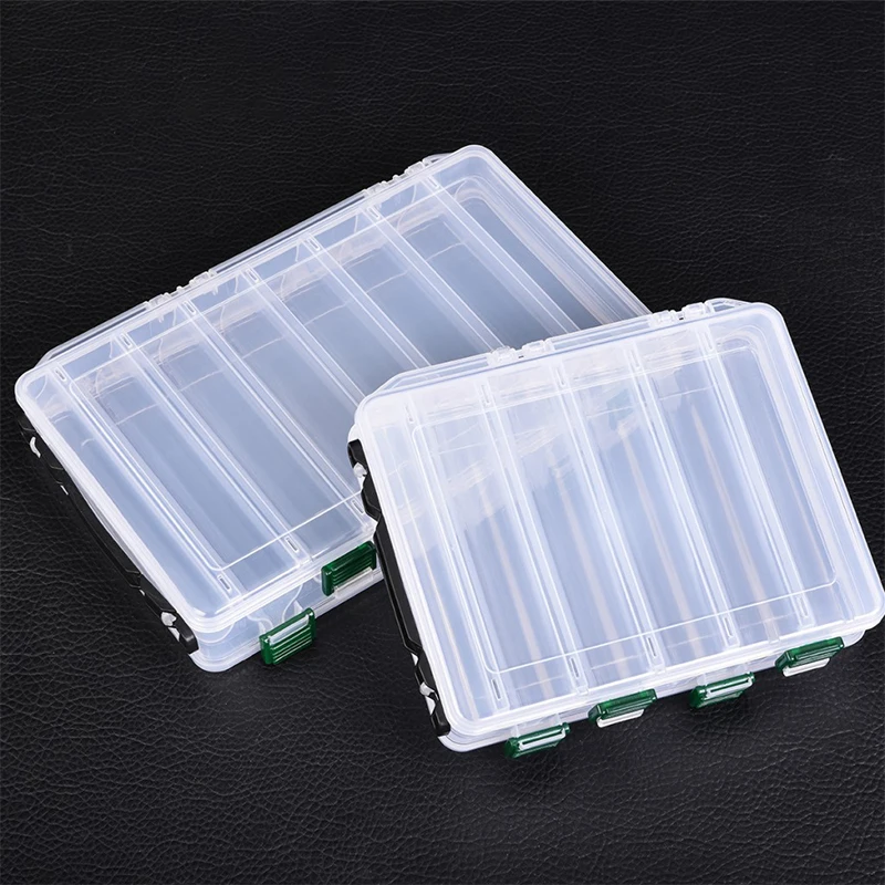 Double-sided fishing accessories box 10/14lattice fishing Gear Organizing For Hooks Lures Baits Storage Double-Sided Fishing box