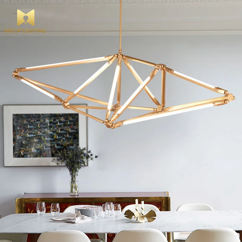 Postmodern Neoclassical Creative Nordic Minimalist Personality Style Lamp Tube Chandelier For Living Room And Dining Room