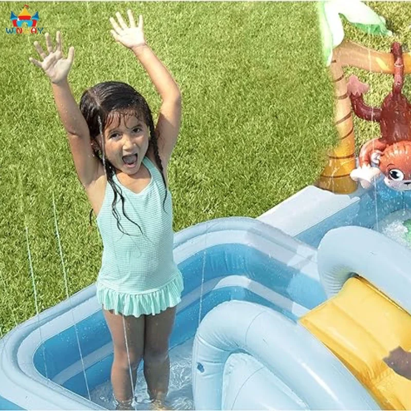 Safety PVC Inflatable Jungle Adventure Play Center Spray Kiddie Pool inflatable swimming pool water pool for kids