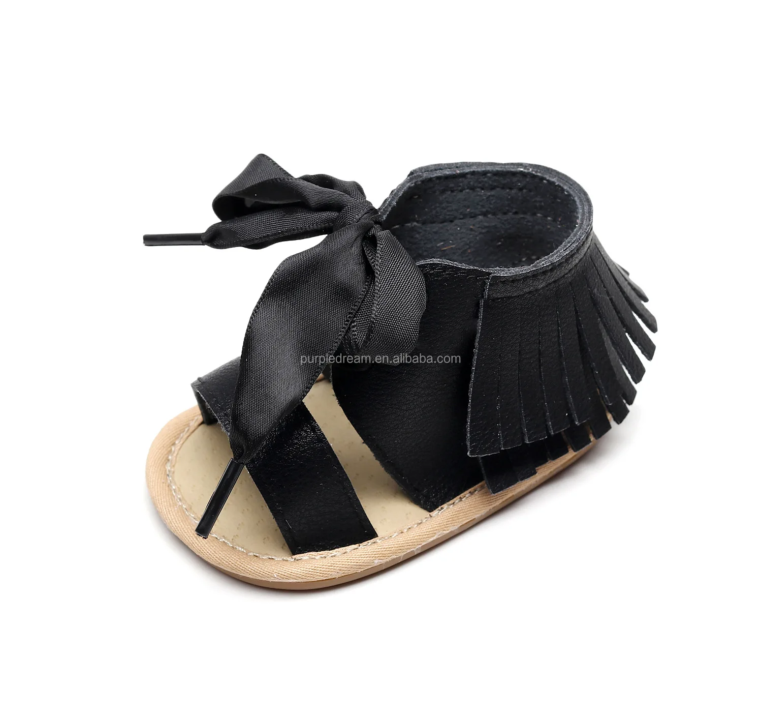 
Fashion Microfiber Leather Tassels Baby Girl Shoes Lace-up 0-24 Months Infant Sandals 