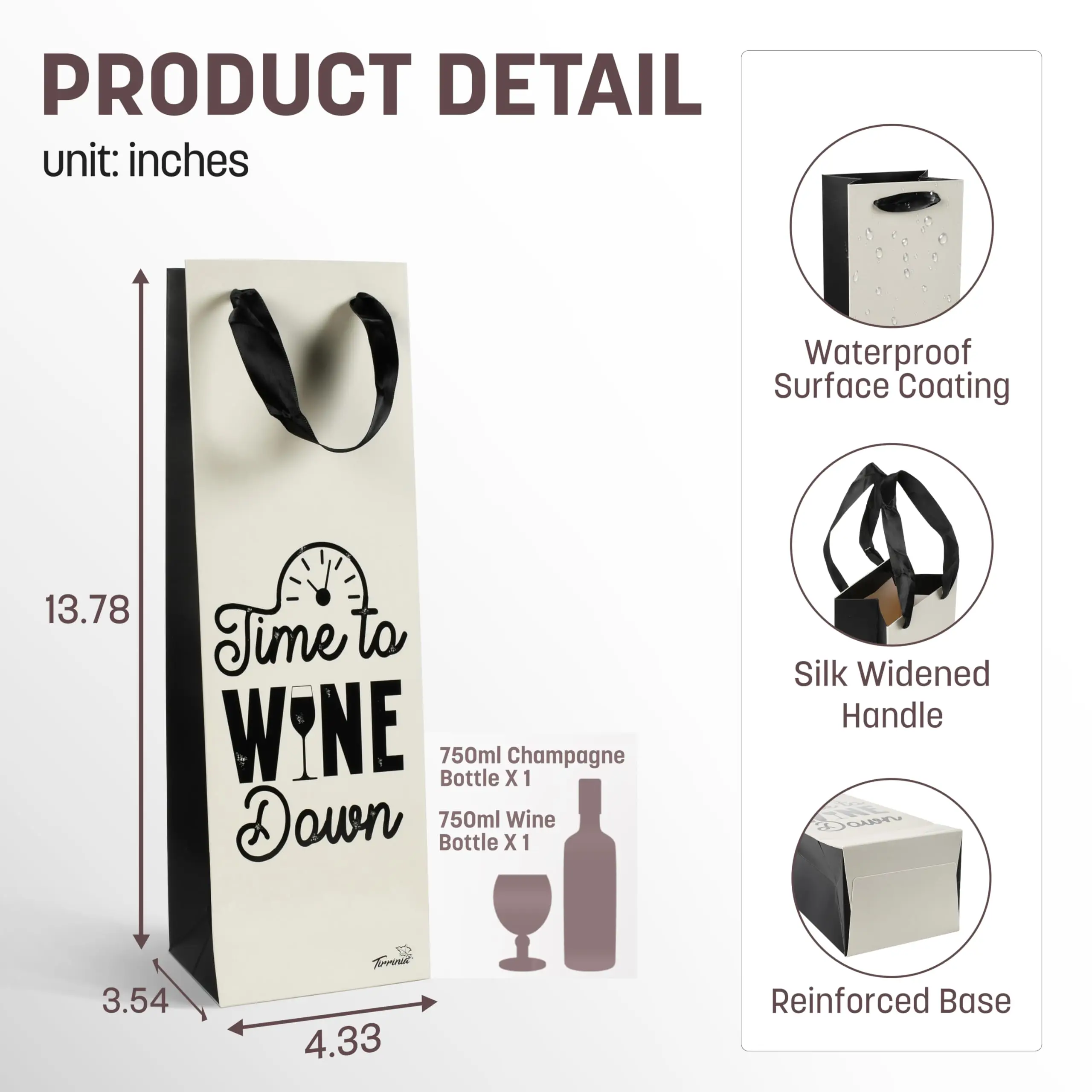 Popular Custom Personalized Print Logo Shopping Packaging Carrier Wine Paper Bag with Twisted Handle