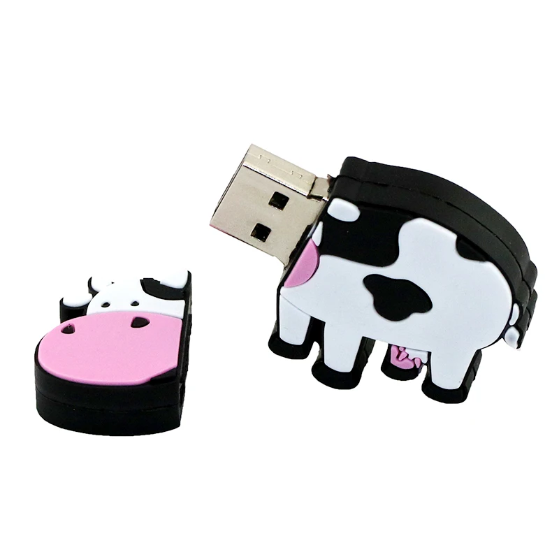 TF карта с фактическим объемом расцветкой под молочную корову из USB флеш-накопитель 4 ГБ 8 ГБ оперативной памяти, 16 Гб встроенной памяти USB 2,0 милые животные флэш-память для хранения переносной флеш-накопитель USB Stick флэш-памяти