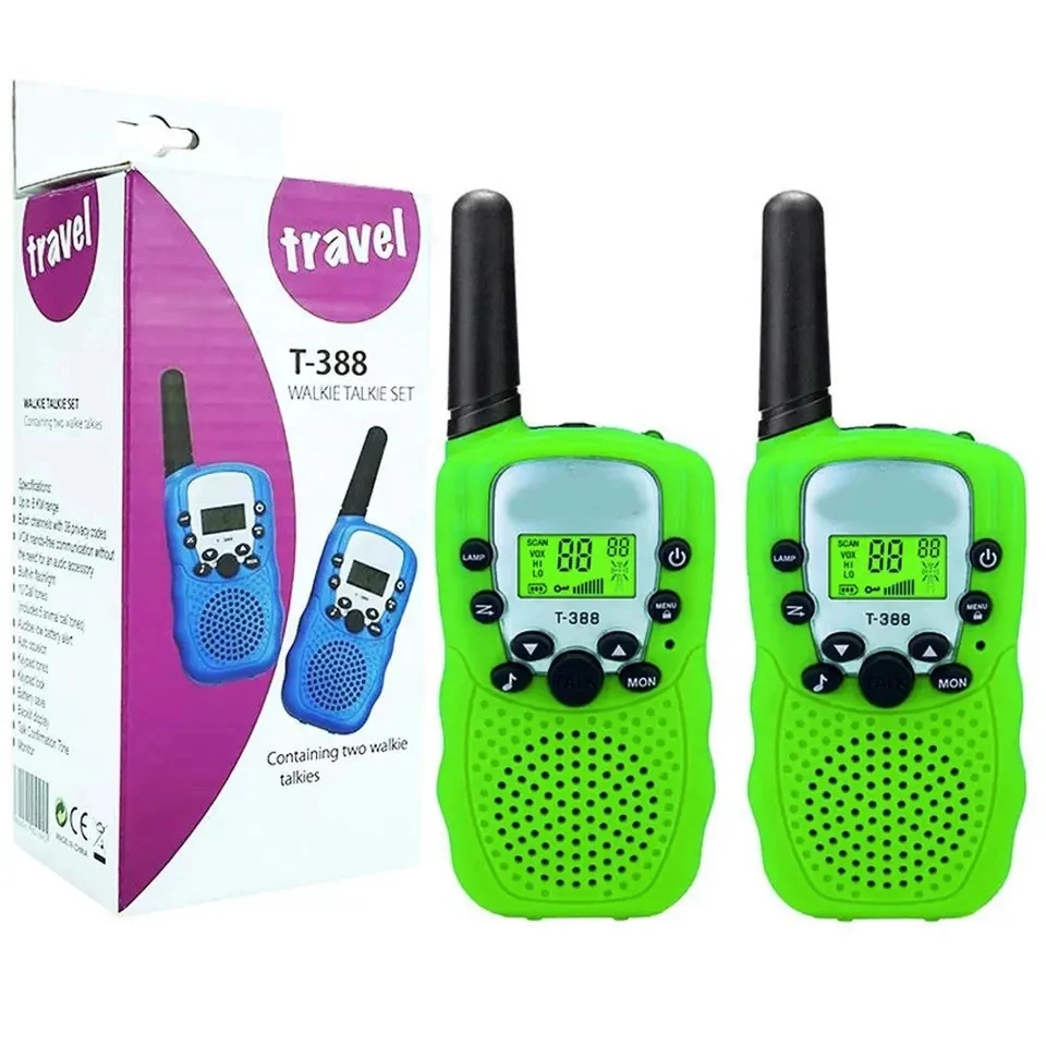 3 Miles Range Kids Walkie Talkies Exterior Vox Box Voice Activated 22 Channels 2 Way Radio Toy with Backlit LCD Flashlight
