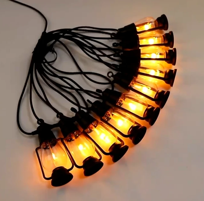 S14 IP65 outdoor waterproof string light barn lantern shape led light bulb adapter solar controller led garden solar light