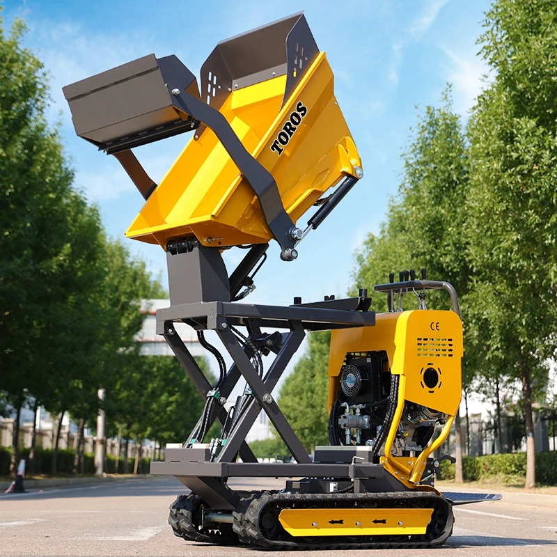 Skid Steer Gasoline Engine Powered 500kg Small Transporter Tracked Mini Crawler Dumper China Small Gasoline Mini Dumper