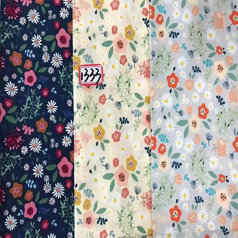 Wholesale Stock Soft Printed Personnalisable Design Poplin Floral 100% Cotton Fabrics For Dress