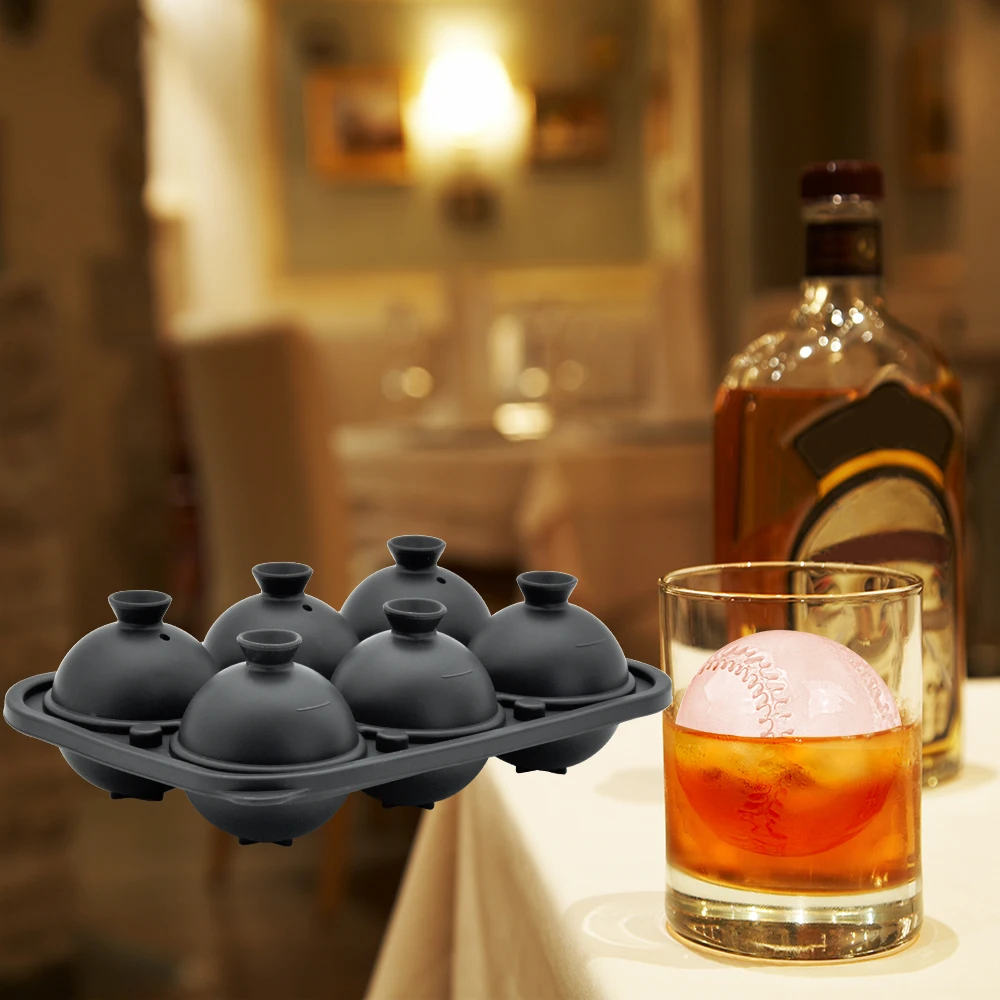 Hot-selling Wholesale Price Food Grade Custom 3D Ice Cube Model Tray For Whiskey Silicone Ice Round Ball Mold Tray