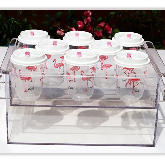 Fresh fruit juice cold drink display stand transparent acrylic milk tea beverage shop promotional display box