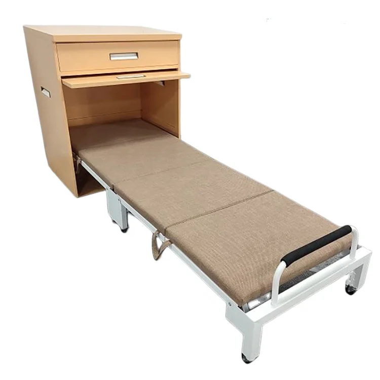 Office Staff Steel Folding Bed Cabinet Hospital Accompanying Bed Foldable Multi-function Nap Folding Bed