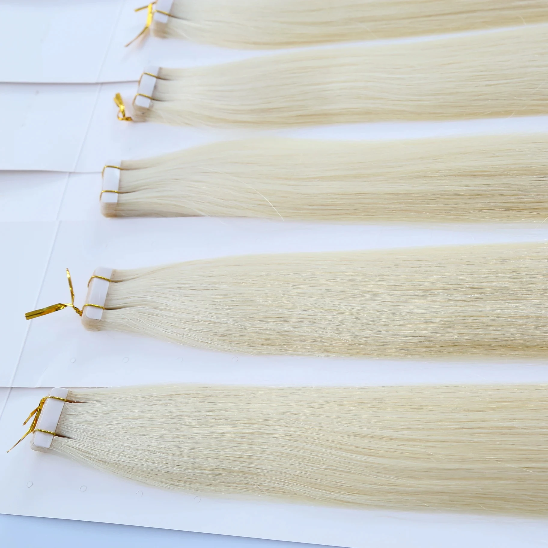 #1001  3X1CM Small Tape in Hair Extensions Light Blonde Color Russia Hair With Double Drawn Full End
