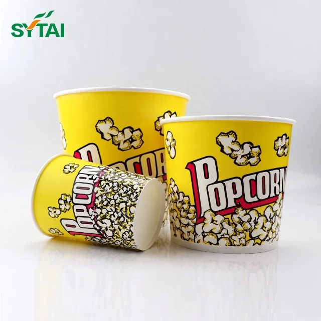 Food grade 32oz 46oz 64oz 85oz 130oz Disposable Custom Printed Popcorn Paper Cup Bucket