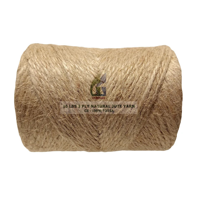 16 Lbs 3 Ply 100% Tossa CB Quality Jute Yarn 10 kg Spools Manufacturer Goodman Global Bangladesh