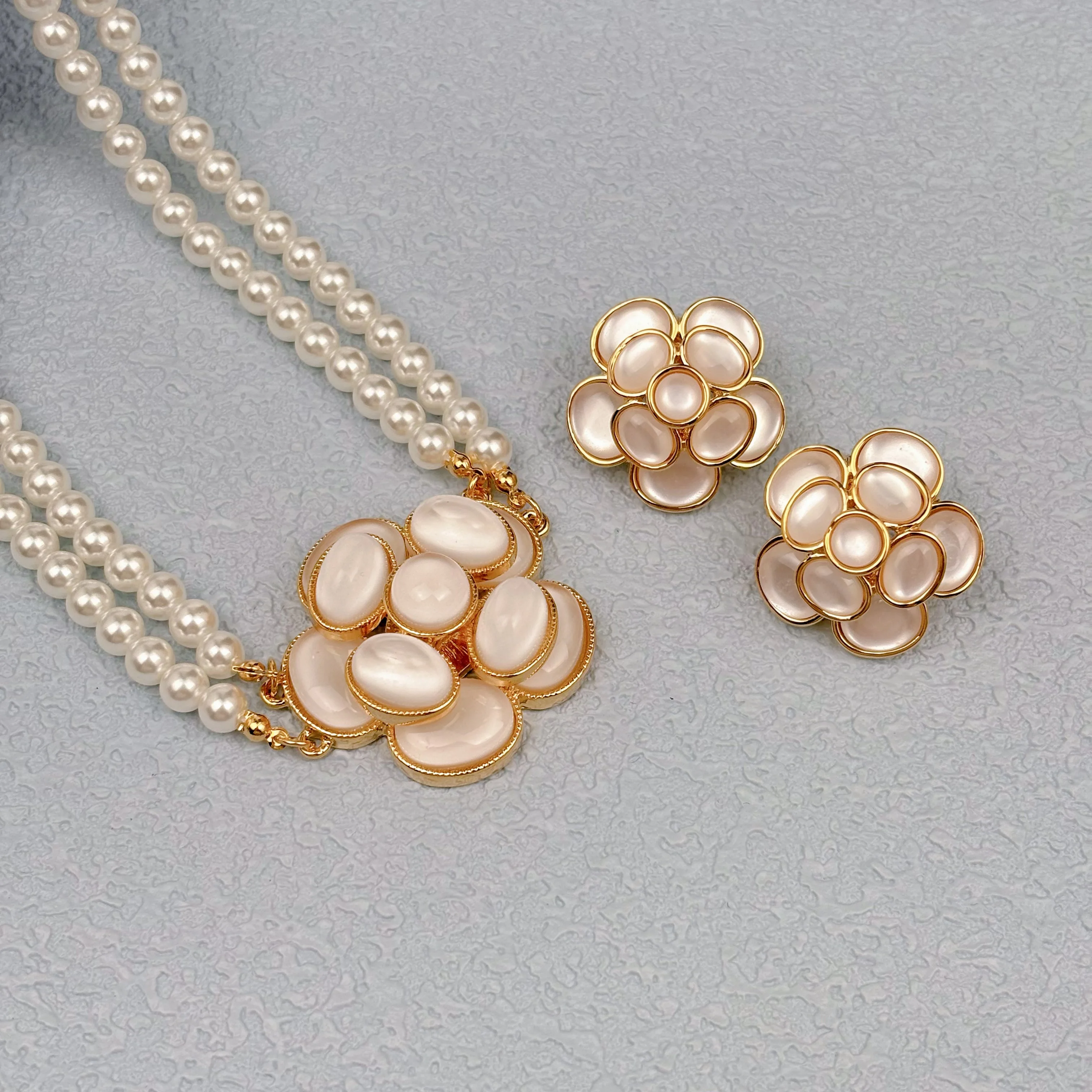 india anniversary 18k gold plated flower  jewelry sets wholesale bridal wedding accessories necklace earrings jewelry for women