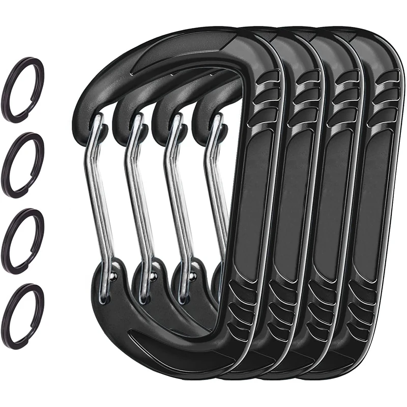 Custom High Quality Aluminum Outdoor Activity Black Hooks Hammock Black Carabiner
