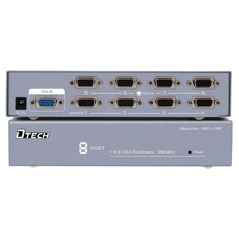 OEM 1*8 vga splitter 1920*1440@60Hz 250MHz vga splitter 8 ports