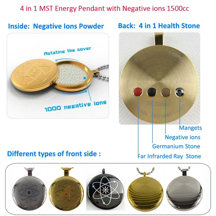 Wollet Classic Three-color Thread Quantum Satellite Gold Negative Ion Energy Pendant