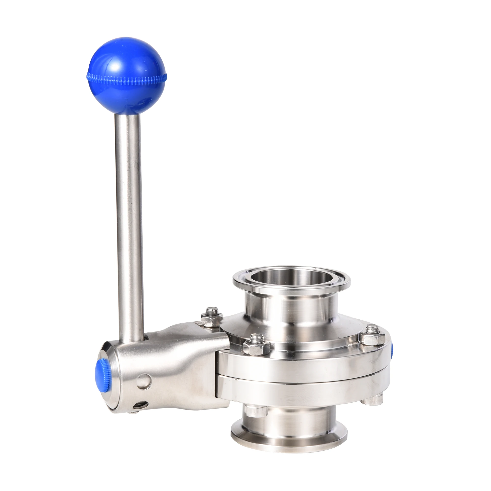 Food Grade Stainless Steel SS304 SS316L Manual Tri Clamp Butterfly Valve With Pull Handle