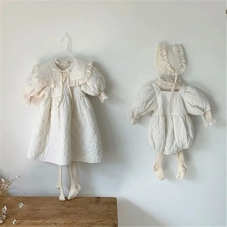 2021 new fashion kids Thick quilted dresses wholesale   Autumn Winter Long sleeves  Princess Party Dress Sweet Girls  Dress