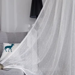 White tulle sheer window curtain for bedroom hotel custom ready made curtain for living room