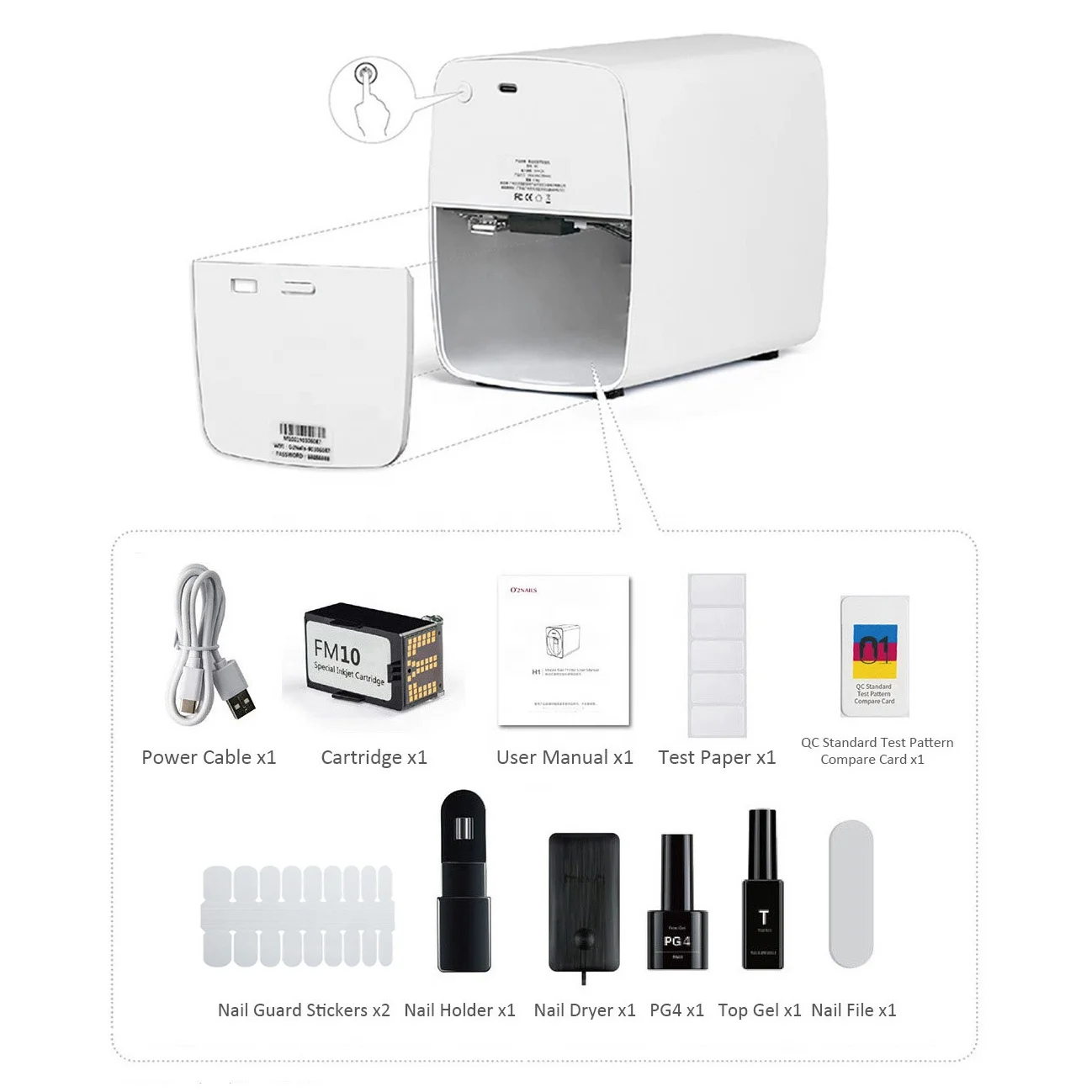O2NAILS Portable mini automatic 3d smart wifi digital nail art printer machine M1