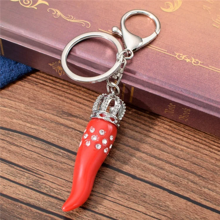 Professional Made Special Italy Souvenirs Zinc Alloy Material Keychain Chili Red Hot Pepper Key Chain