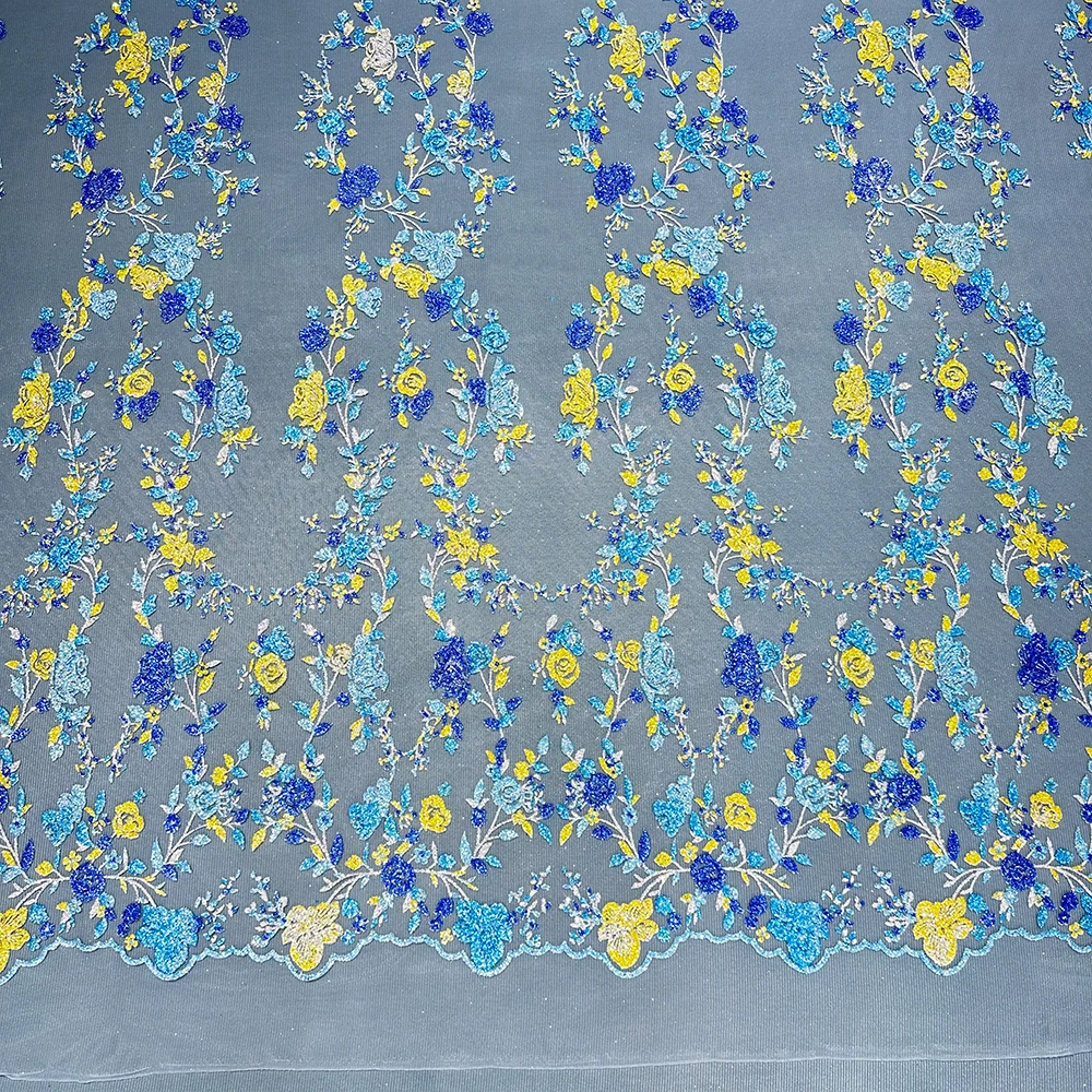 dazzling multi color patterned glued glitter tulle for custom couture dress