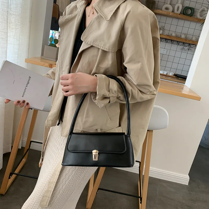 2024 Vintage Design Women Underarm Bags Solid Color Pu Leather Shoulder Designer Ladies Handbags Luxury Purses