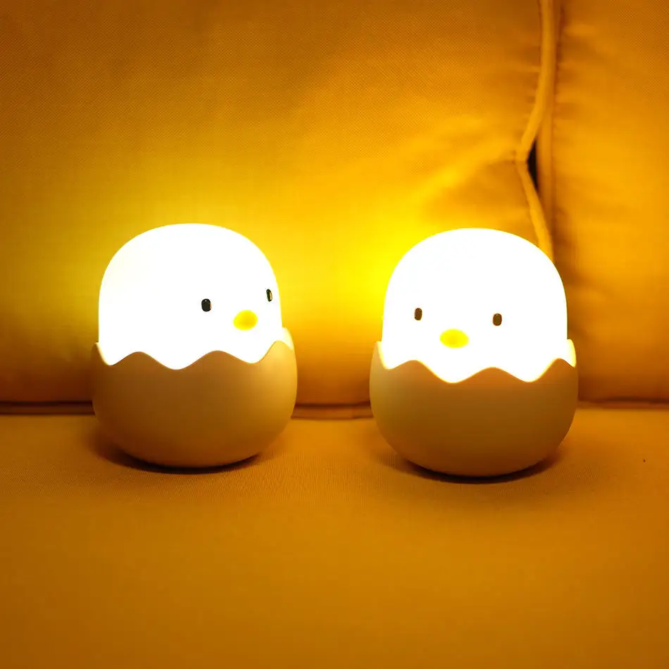 Hot selling Eggshell Chicken night light for Kids Eggy silicone friendship cute chicken emotional lamp Touch Bedside Night Lamp