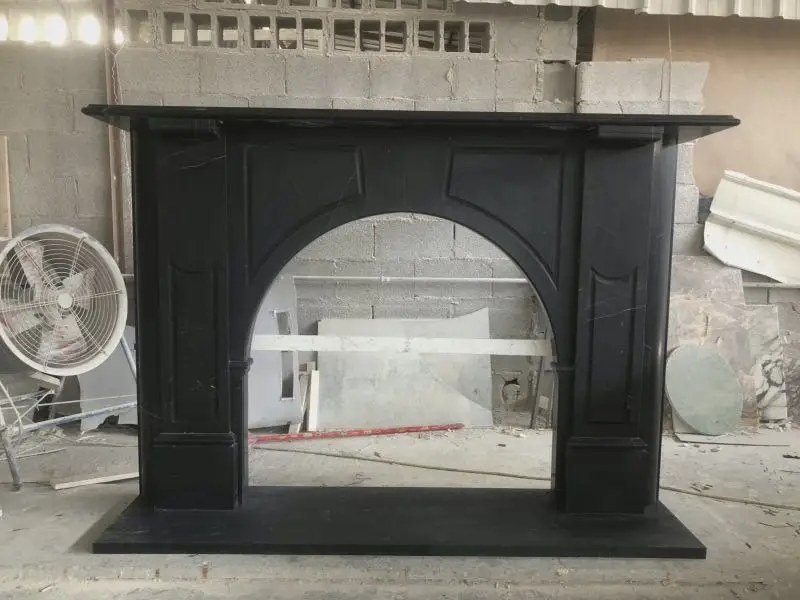 Nero Marquina black marble fireplace surround, Decorative marble mantel