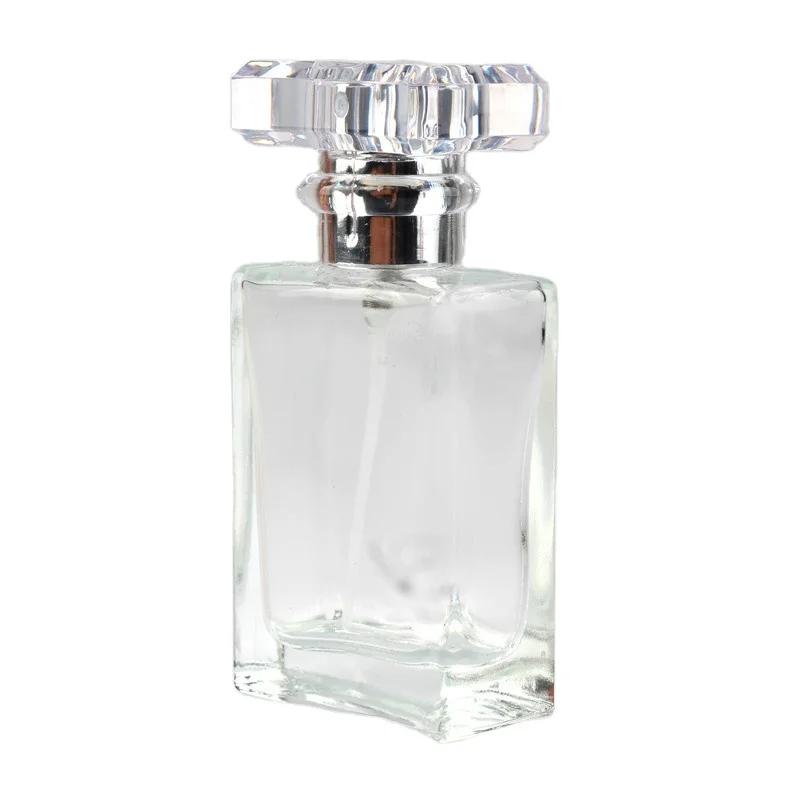 
Luxury cosmetics packaging refillable clear black square perfume glass spray atomizer bottle 30ml 
