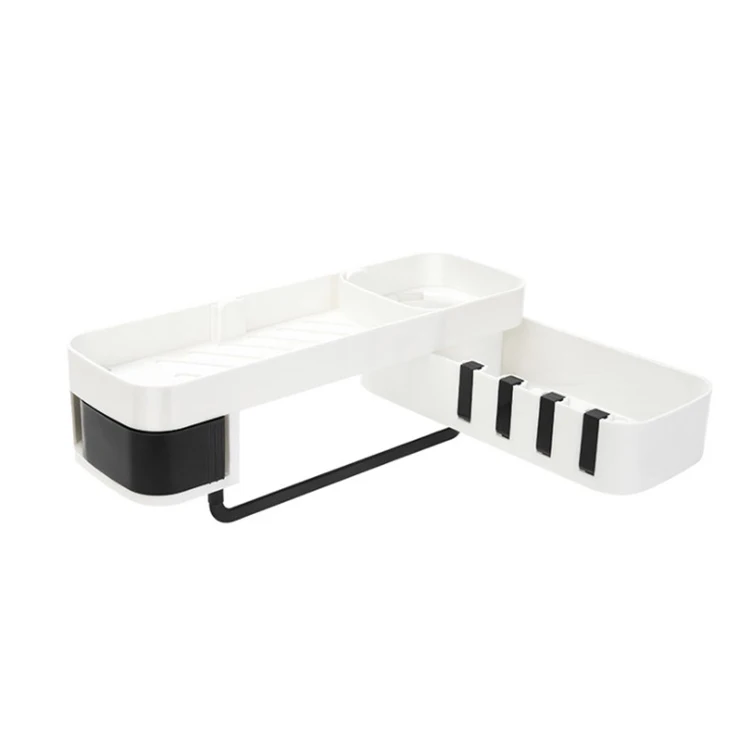 Multifunctional Plastic Kitchen Organizer Wall Holders Bathroom Storage Rack For Shampoo And Shower Gel