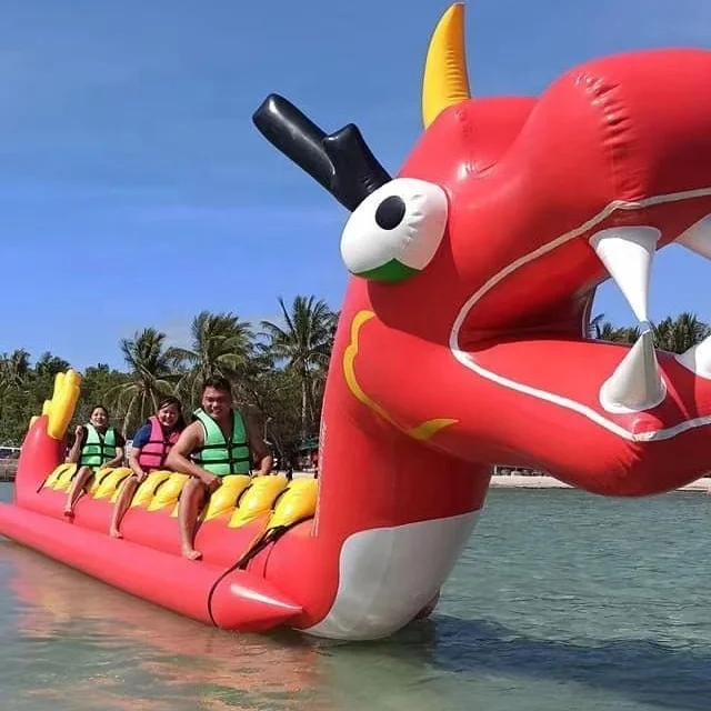 2025 HOT SALE inflatable dragon boat sport games with 0.9mm PVC tarpaulin best PLATO quality