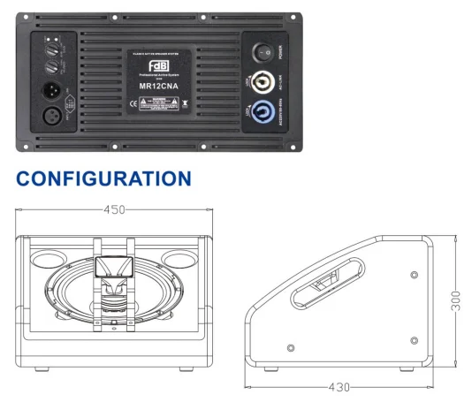 1x18' high efficiency mid-bass unit and 1x1' exit throat 44mm voive coil HF driver with horn compact MR108C/MR108CA