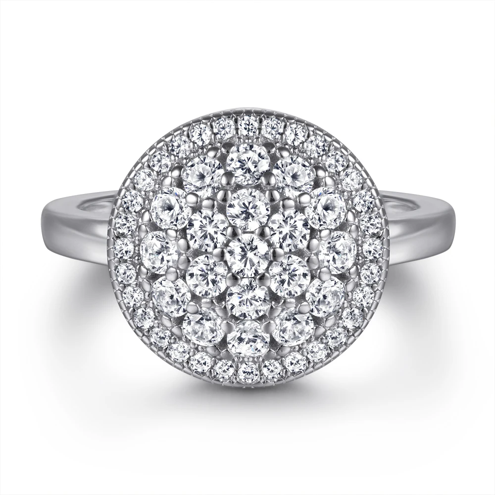TL264 Halo Cluster Rings Jewelry Full-diamond Women Rhodium Plated Women Wedding Rings 925 Sterling Silver